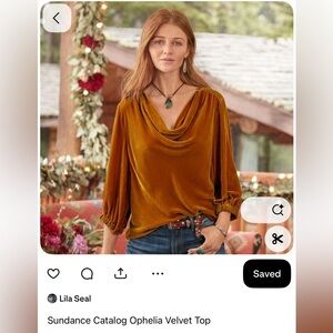 Beautiful Gold Velvet Ophelia Top from Sundance. Size S